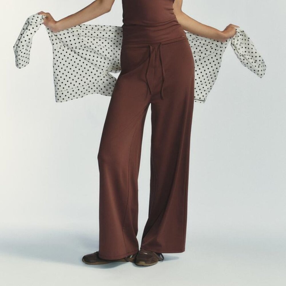 ZARA TEXTURED STRAIGHT LEG PANTS